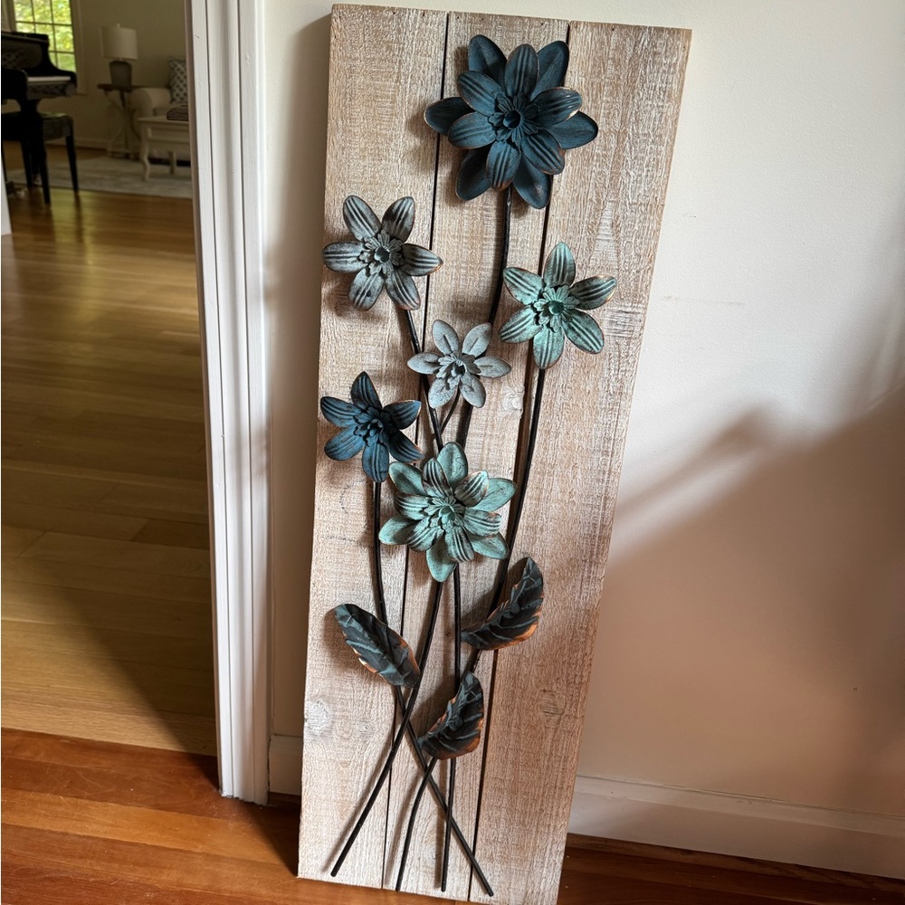 Hobby Lobby Rustic Floral Wall Decor with Blue and Teal Accents